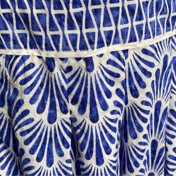 Talbots Blue Geo Mixed Print Fit and Flare Dress - Picture 9 of 14